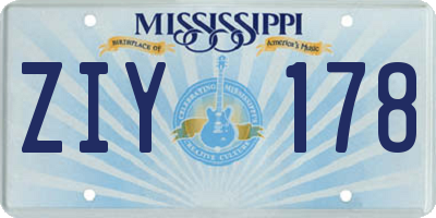 MS license plate ZIY178
