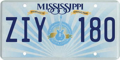 MS license plate ZIY180