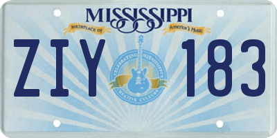 MS license plate ZIY183