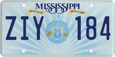 MS license plate ZIY184