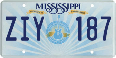 MS license plate ZIY187