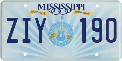 MS license plate ZIY190