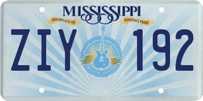 MS license plate ZIY192