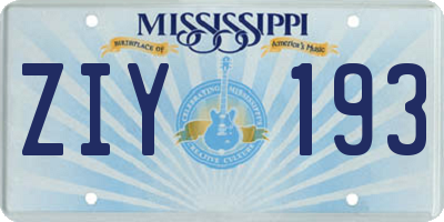 MS license plate ZIY193