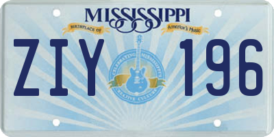 MS license plate ZIY196
