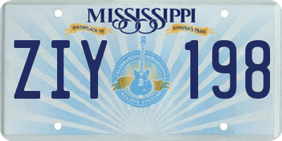 MS license plate ZIY198