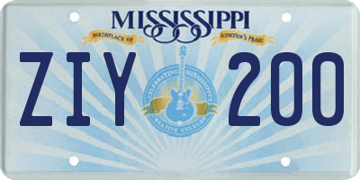 MS license plate ZIY200
