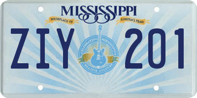 MS license plate ZIY201