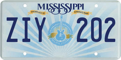 MS license plate ZIY202