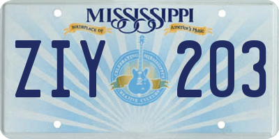 MS license plate ZIY203
