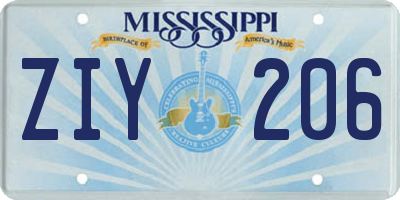 MS license plate ZIY206
