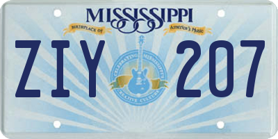 MS license plate ZIY207