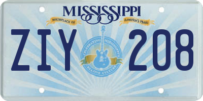 MS license plate ZIY208