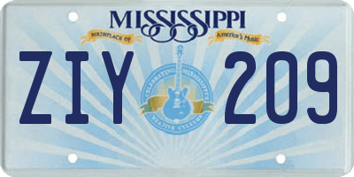 MS license plate ZIY209