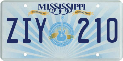 MS license plate ZIY210
