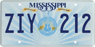 MS license plate ZIY212