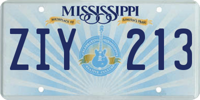 MS license plate ZIY213