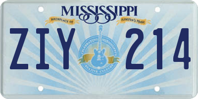 MS license plate ZIY214