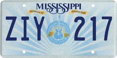MS license plate ZIY217