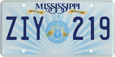 MS license plate ZIY219