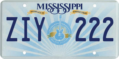 MS license plate ZIY222