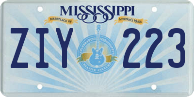 MS license plate ZIY223