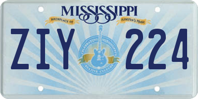 MS license plate ZIY224