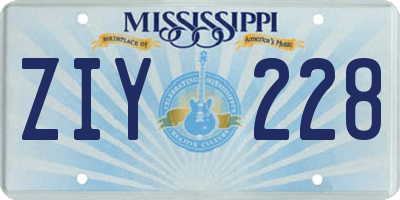 MS license plate ZIY228