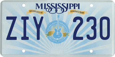 MS license plate ZIY230