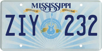 MS license plate ZIY232