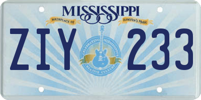 MS license plate ZIY233