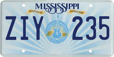MS license plate ZIY235