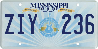MS license plate ZIY236