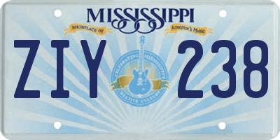 MS license plate ZIY238