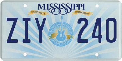 MS license plate ZIY240
