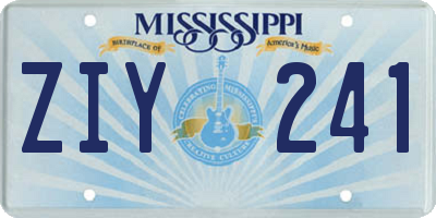 MS license plate ZIY241
