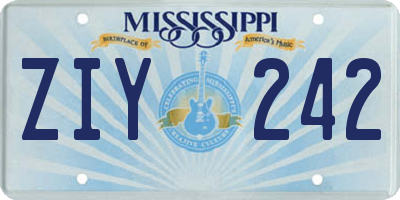 MS license plate ZIY242