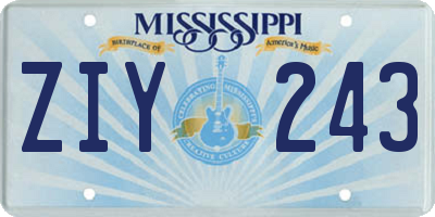 MS license plate ZIY243