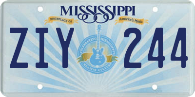 MS license plate ZIY244