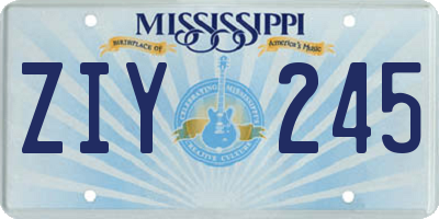 MS license plate ZIY245