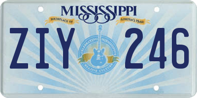 MS license plate ZIY246