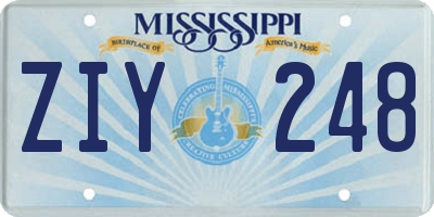 MS license plate ZIY248