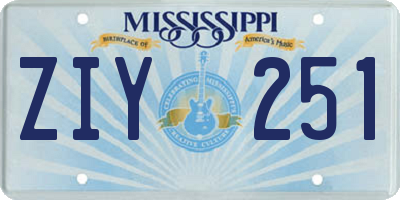 MS license plate ZIY251