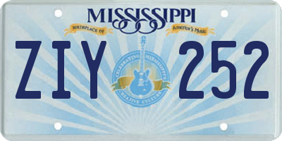 MS license plate ZIY252