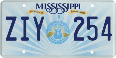 MS license plate ZIY254