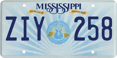 MS license plate ZIY258