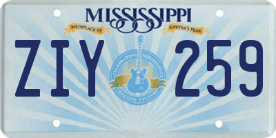 MS license plate ZIY259