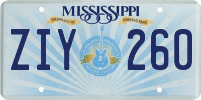 MS license plate ZIY260