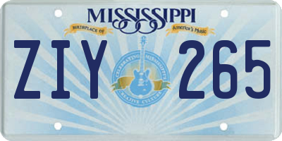 MS license plate ZIY265