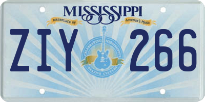 MS license plate ZIY266